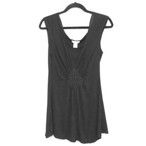 [Moon] Black Woven Detail Sleeveless Top